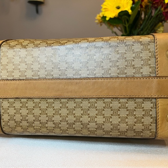 CELINE Triomphe Boston Bag Coated Canvas and Leather Satchel - Picture 11 of 14